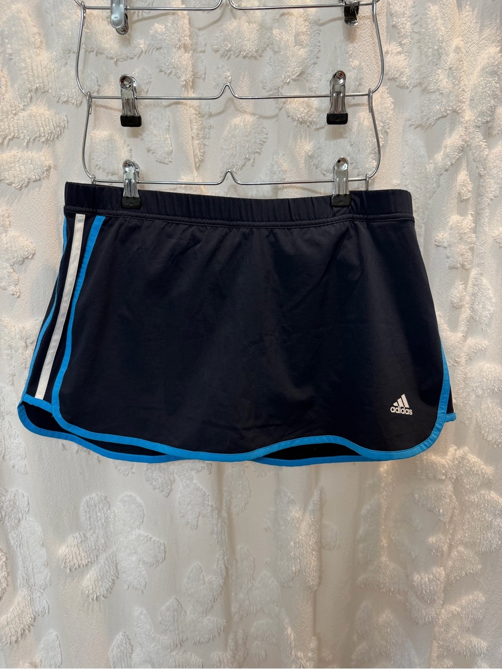 Adidas Women's Navy Blue Athletic Skort with Light Blue Trim